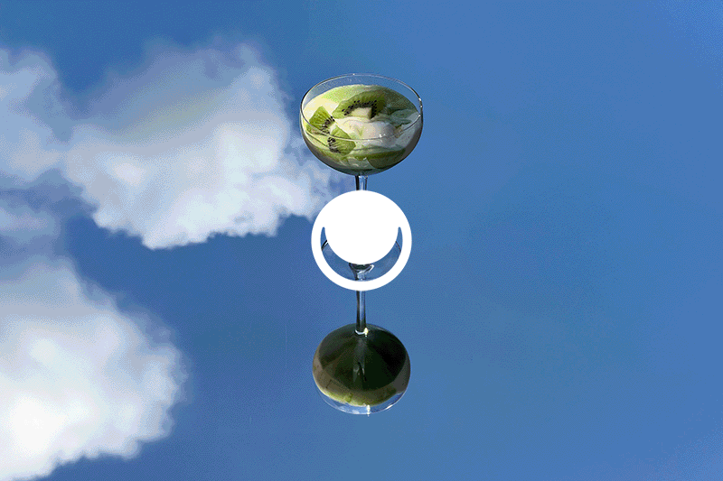 Animated sequence of Asa Matcha drinks and pouches under the white sun-and-moon logo