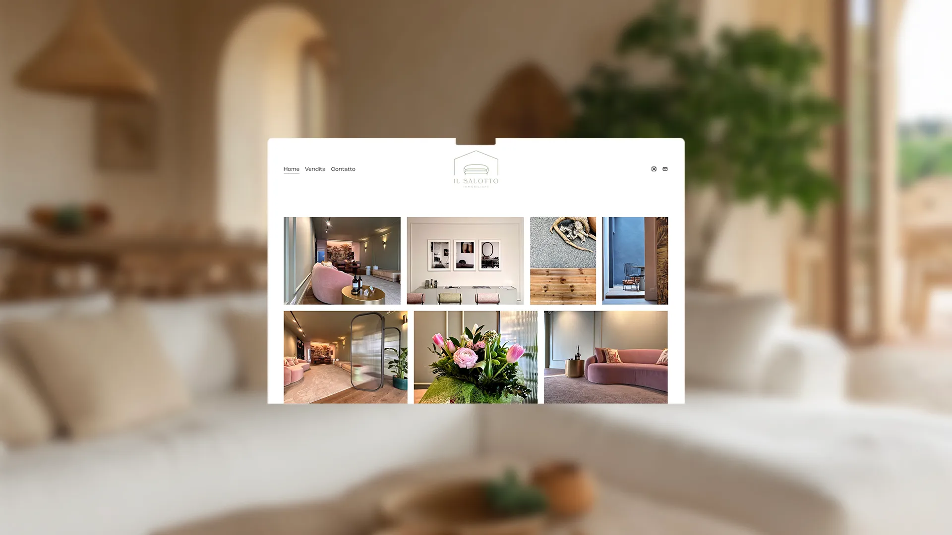 Il Salotto Immobiliare website homepage with a grid of property interior photos